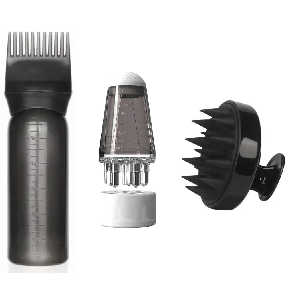 Silicone Scalp Applicator Comb & Shampoo Massage Brush Set