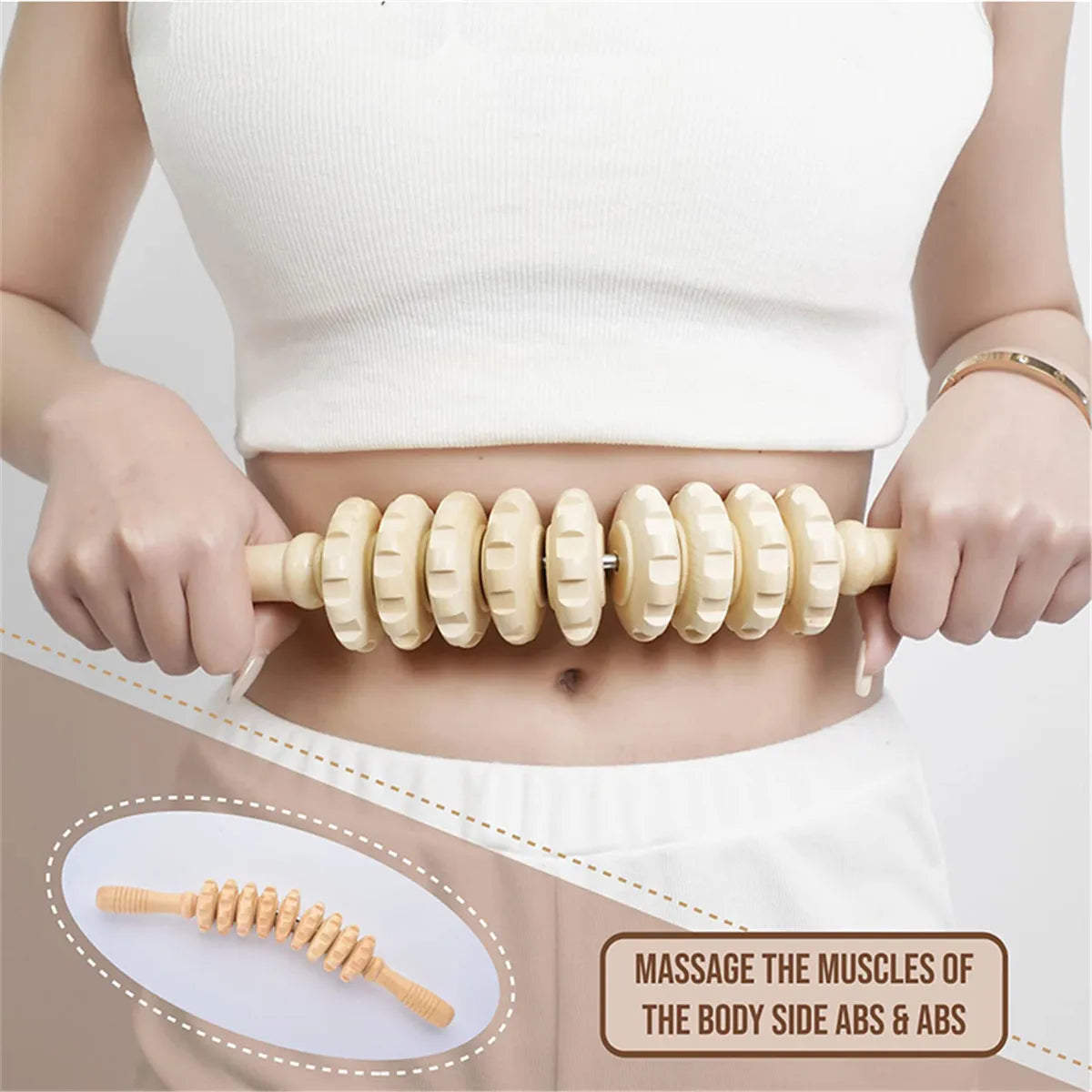 Wooden Massage Roller Handheld Body Massage Tool