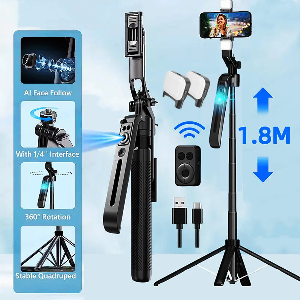 5-in-1 Smartphone Gimbal Stabiliser with AI Follow & Tripod Stand